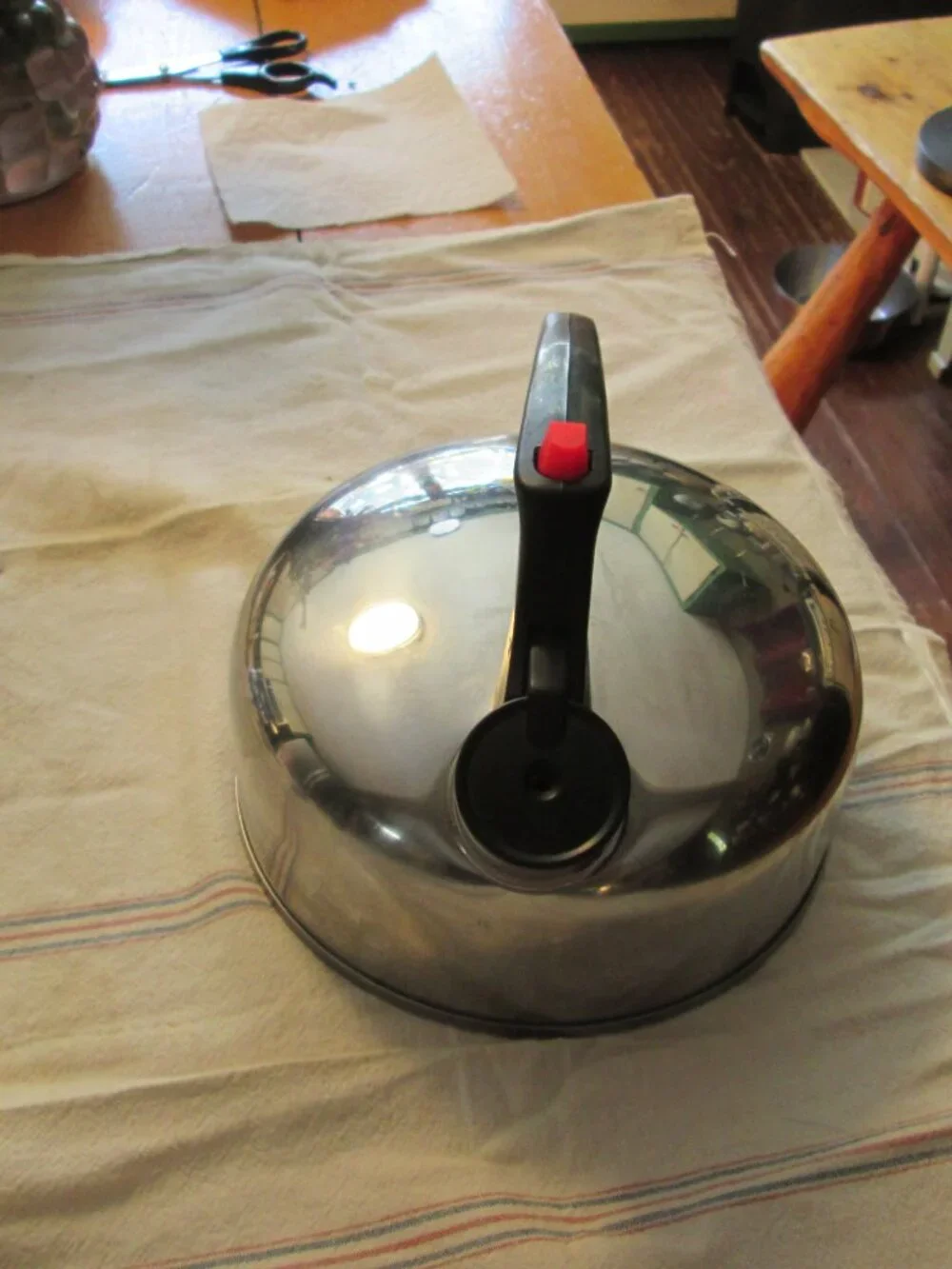 Vtg Japan 60s Stainless steel 2 qt whistling tea kettle